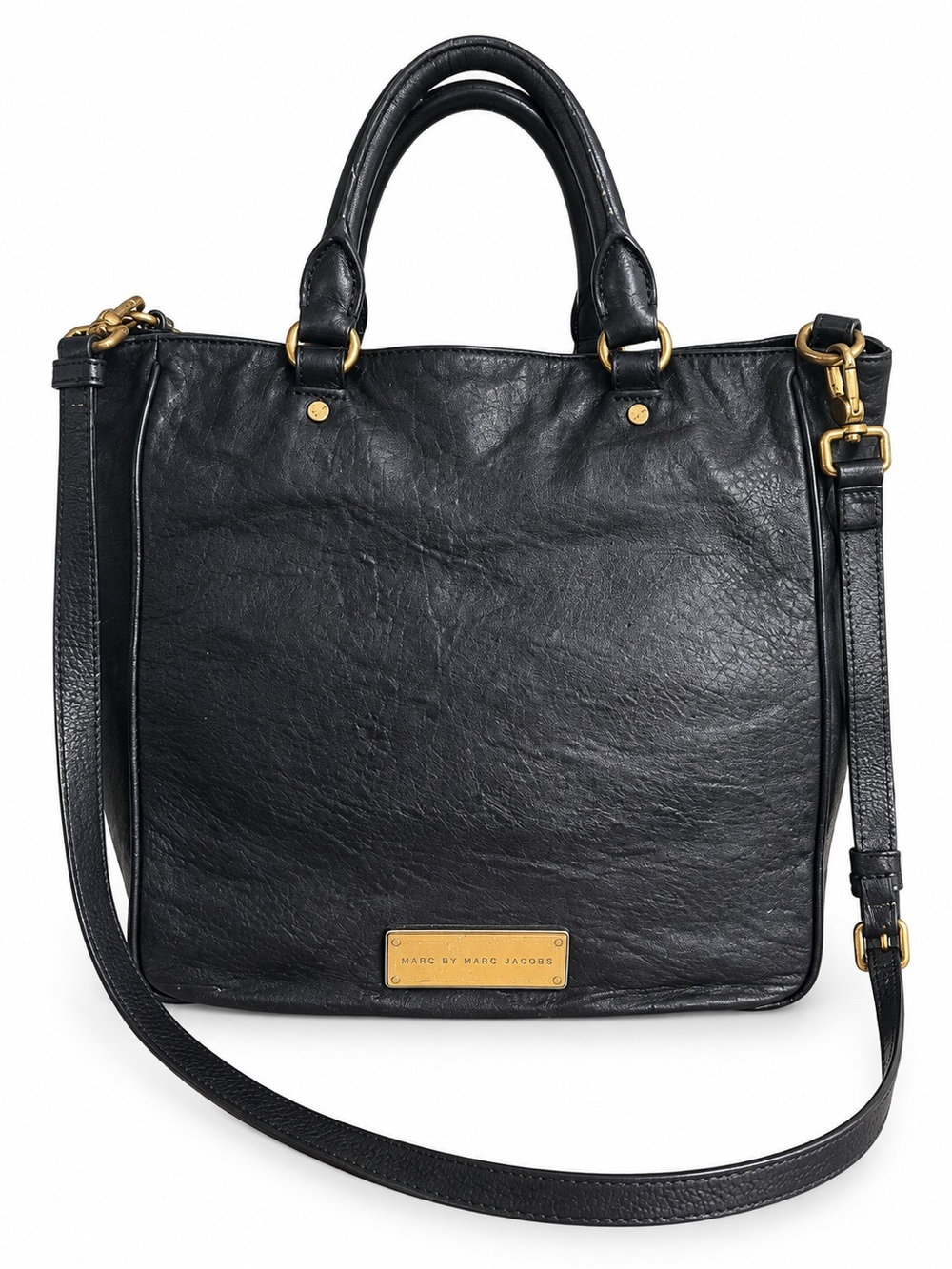 Marc by Marc Jacobs Washed Up Black Leather Tote Crossbody Bag